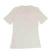 Short Sleeve Deep V Neck Knit T-Shirt - White