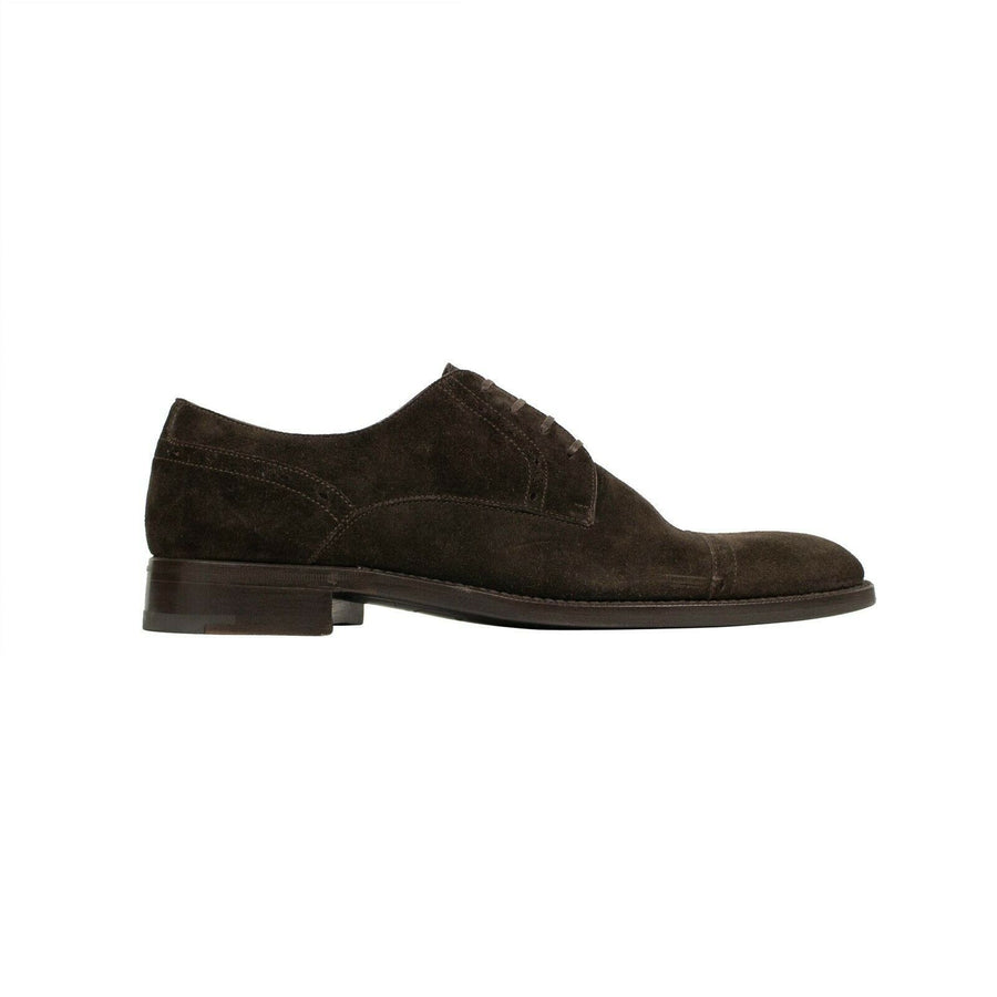 Suede Cap Toe Derby Shoes - Brown