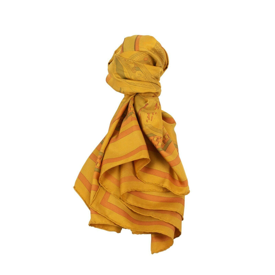 Silk 'Concours D'Estriers' 140CM Shawl Scarf - Orange