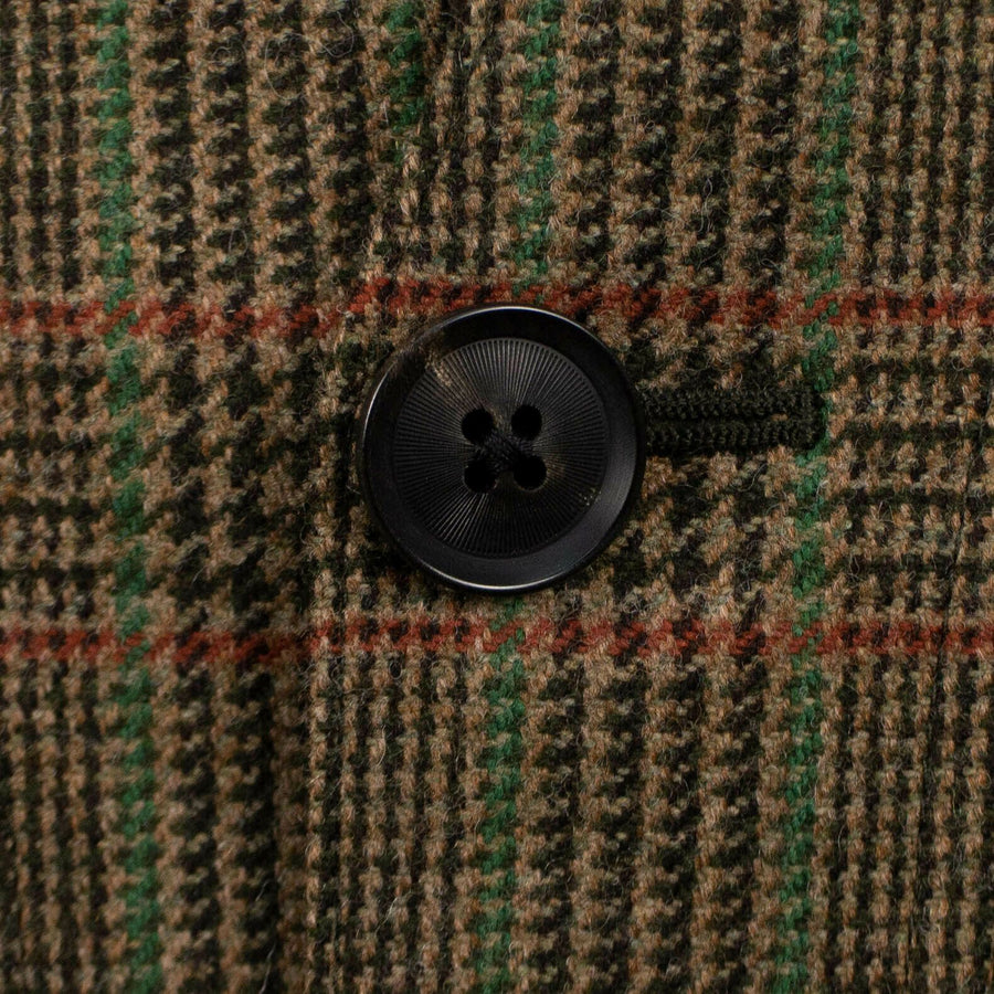 Plaid Wool Button Up Sport Coat - Brown