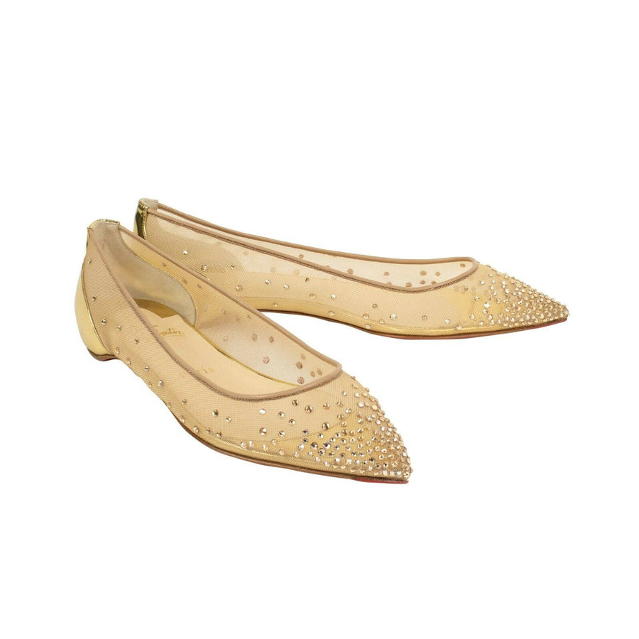 Follies Strass Mesh Flats - Gold