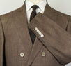 Birdseye Wool Blend Double Breasted Suit - Brown