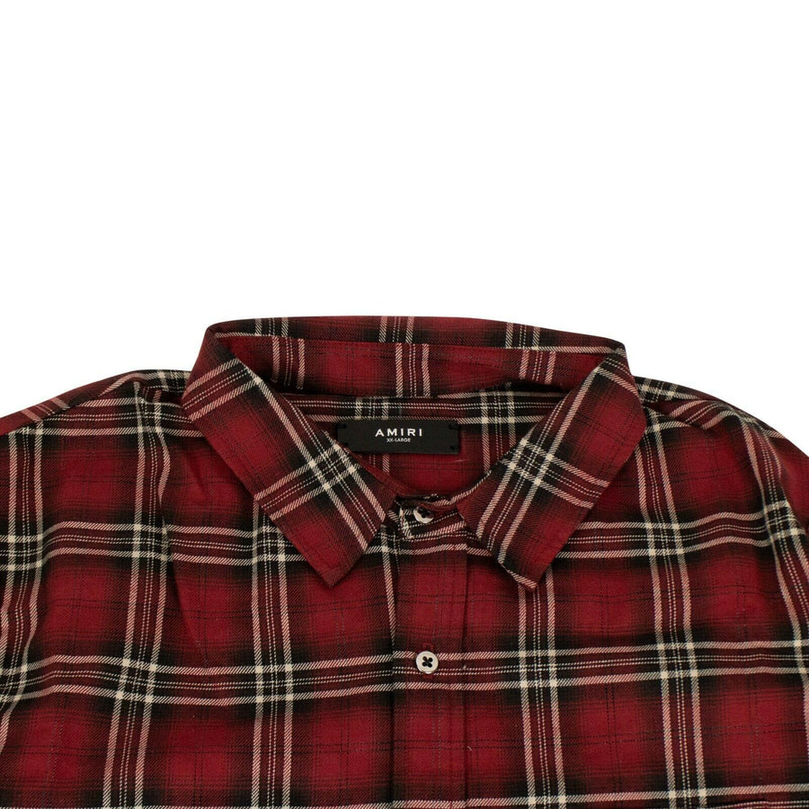 Laced Plaid Button Down Shirt - Red