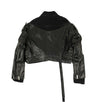 Hybrid Denim & Leather Biker Jacket - Black