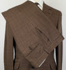 Glen Plaid Wool Blend 3 Roll Button Suit - Brown