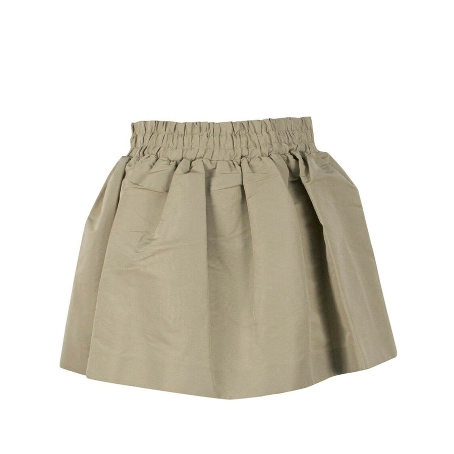 Gathered Elastic Waist Mini Skirt - Beige