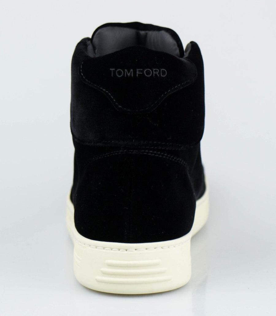 Velvet Lace Up High Top Sneakers - Black