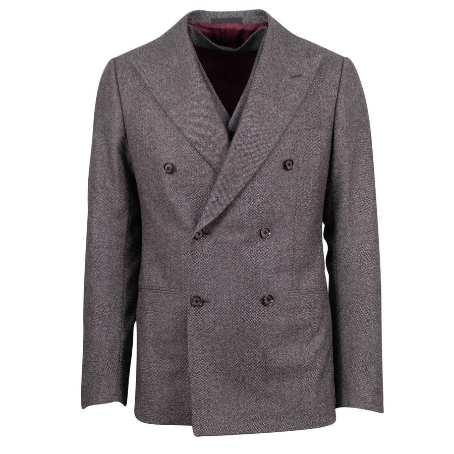 Drop 9 Birdeye Wool Double-Breasted Three Piece Suit - Purple