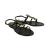 Cassandra Leather Open Toe Logo Sandals - Black / Gold