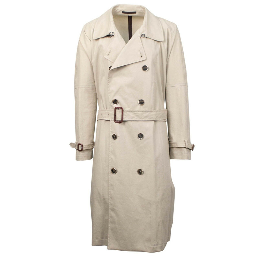 Cotton Double Breasted Trench Coat - Beige
