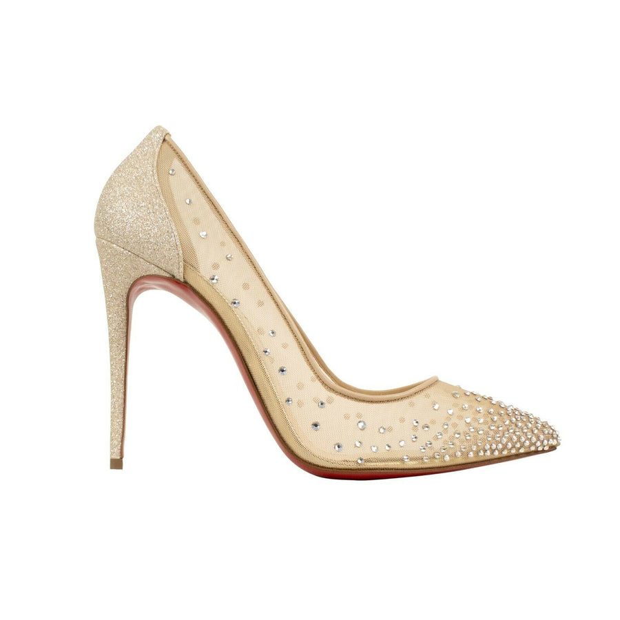 Follies Strass' Mesh 100mm Pumps - Gold Glitter