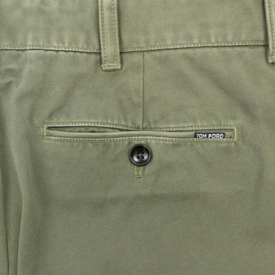 Cotton Button Fly Pants - Green