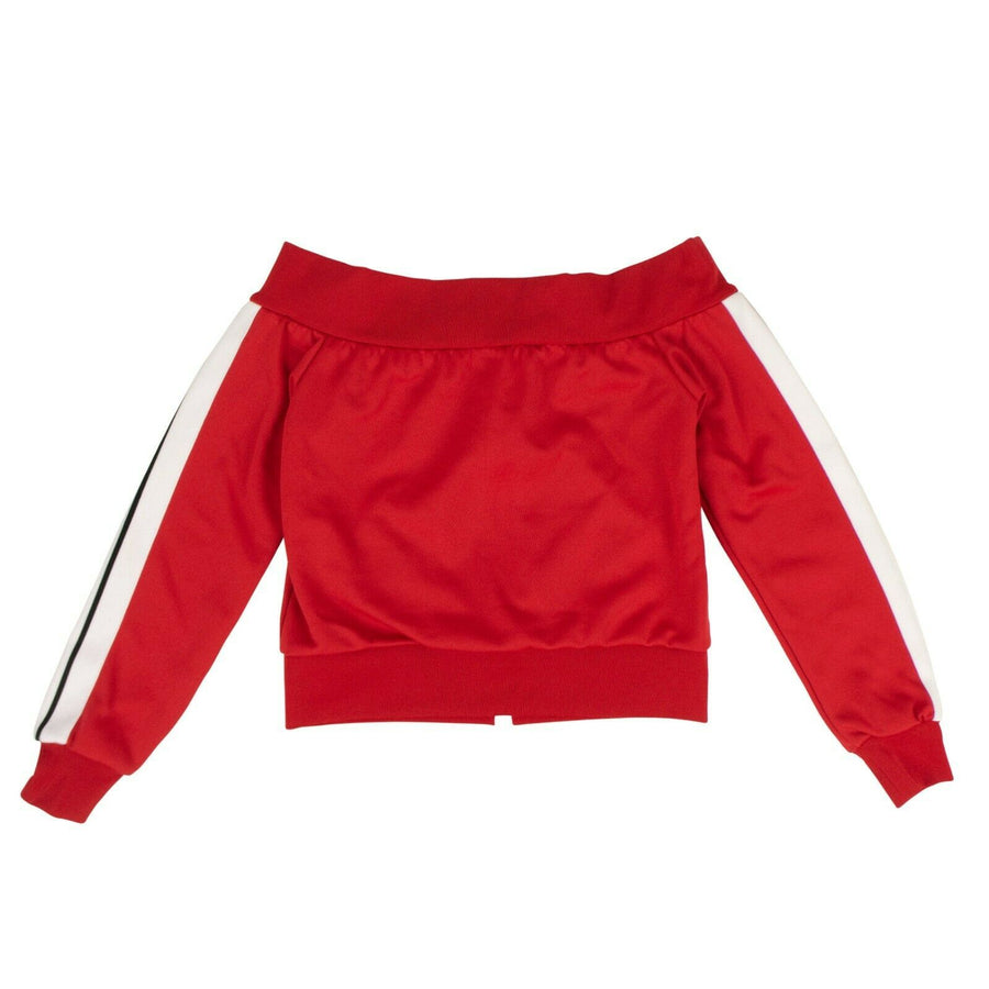 Off-The-Shoulder Zip-Up Track Jacket - Red
