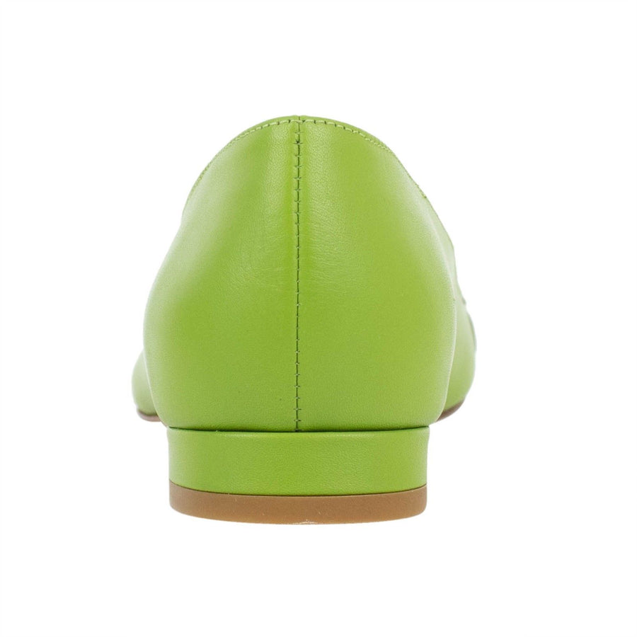 Leather Applique Loafer Flats - Green
