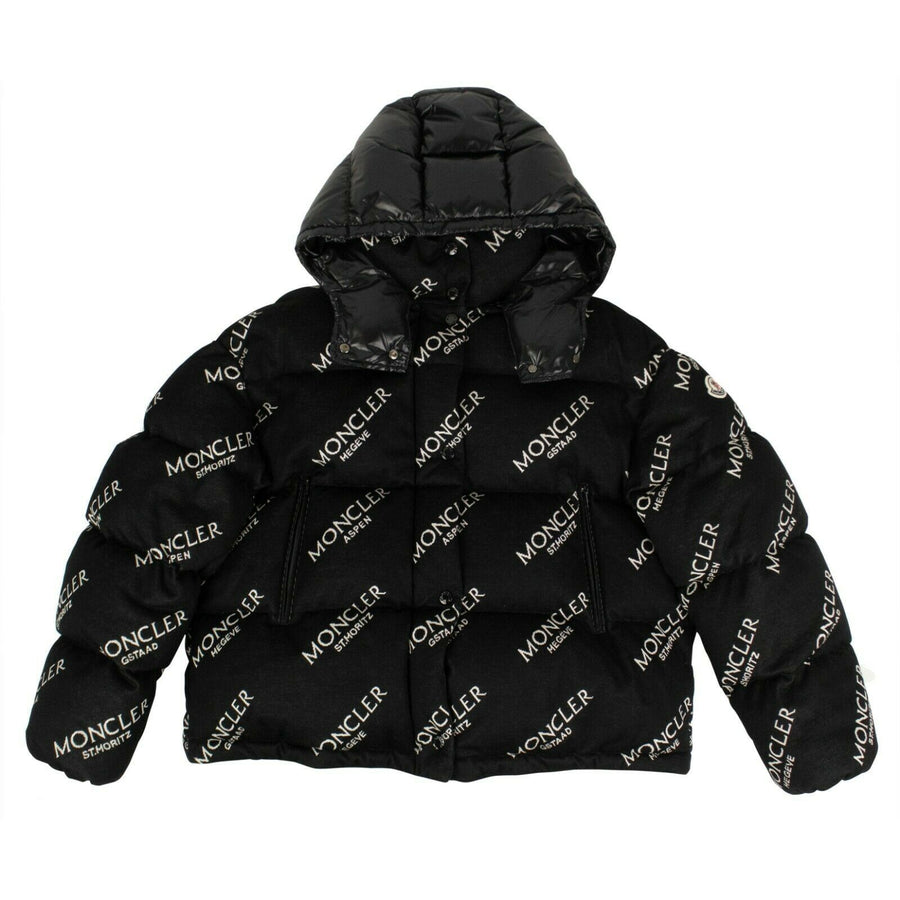 'Caille' Logo Puffer Coat - Black