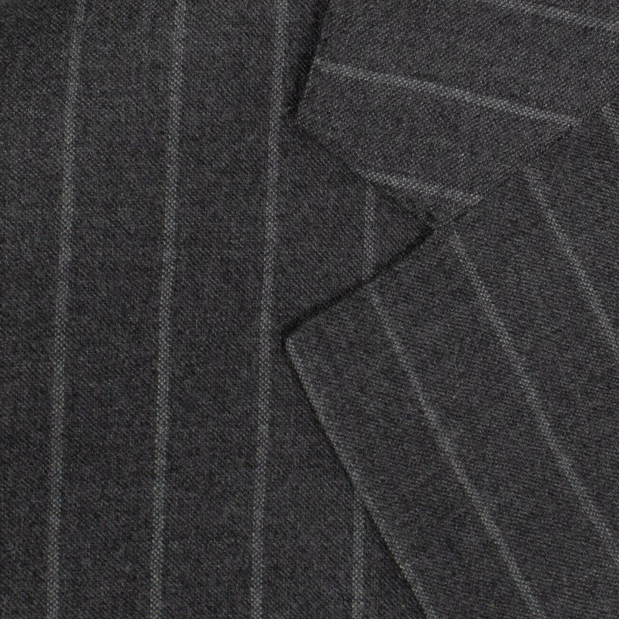 Striped Wool Two Button Suit - Gray