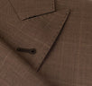 Checked Wool Blend 3 Roll 2 Button Suit - Brown