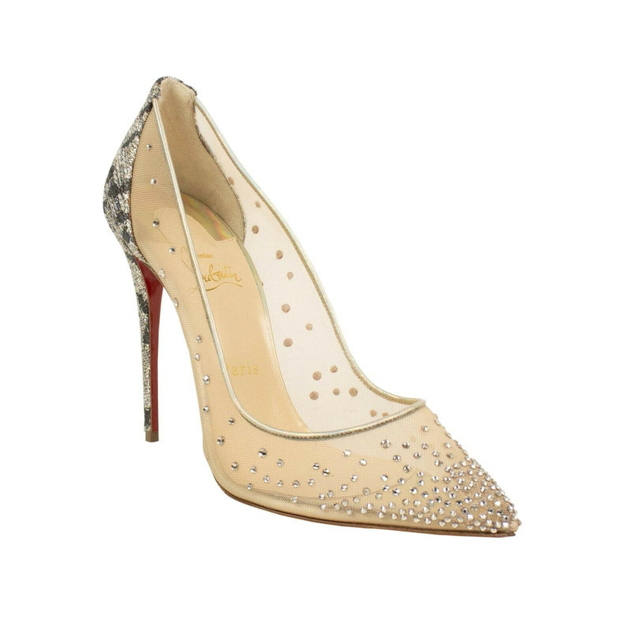 Follies Strass 100mm Mesh Pumps - Metallic Leopard Print