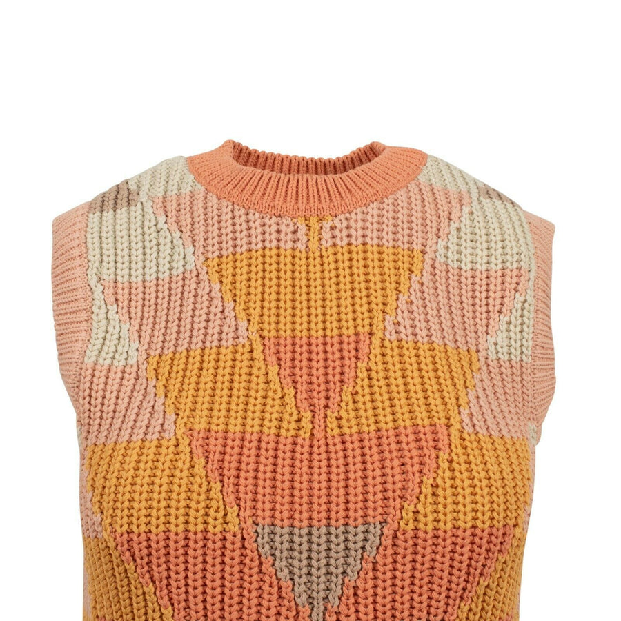 Geometric Knit Sweater Vest Top - Multi