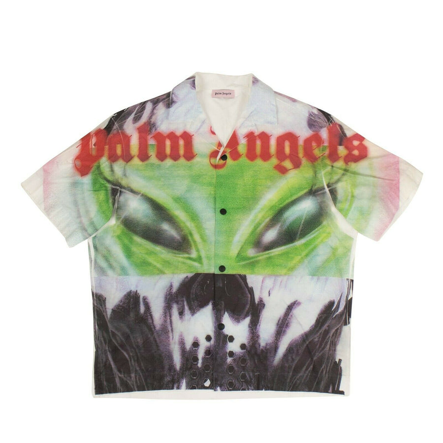 Alien Print Bowling Shirt - White