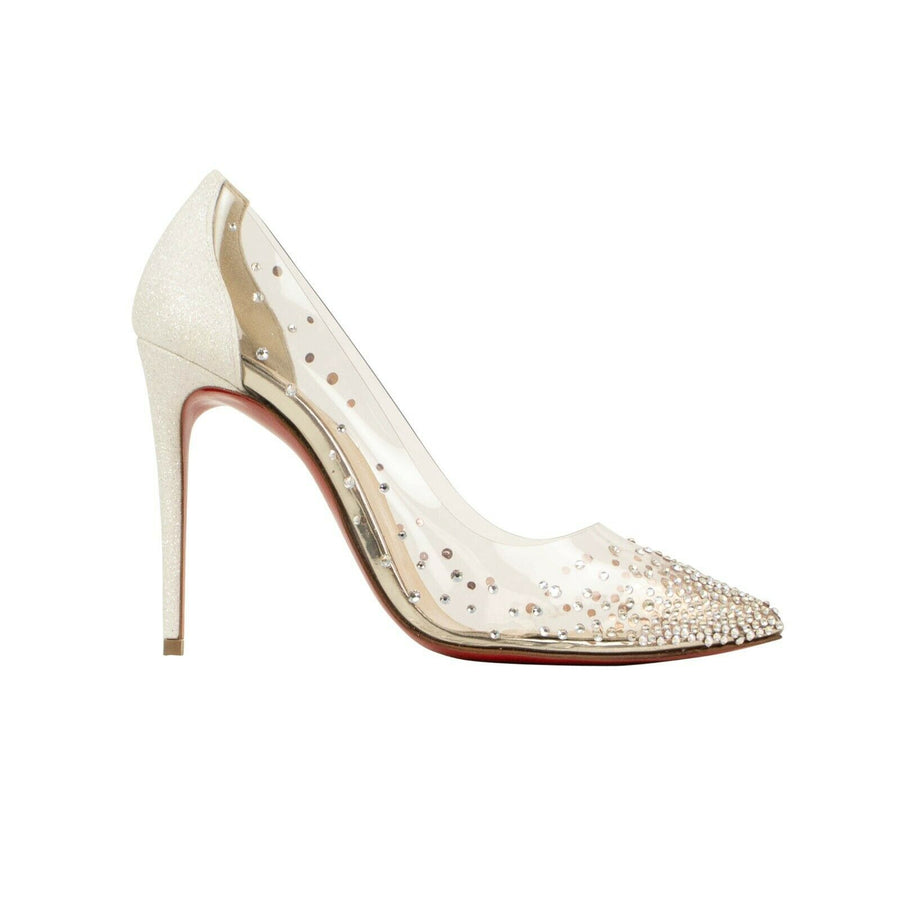 Degastrass PVC 100mm Pumps - White Glitter