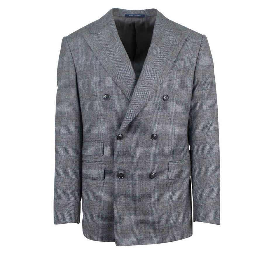 Glen Check Cashmere Blend Double-Breasted Suit - Gray