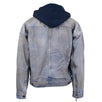 Mechanic Wash Denim Trucker Detachable Hood Jacket - Faded Denim