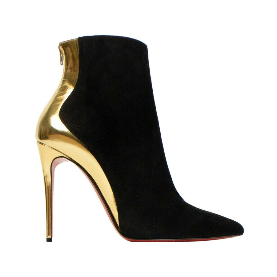 Delicotte Suede And Patent Short Boots - Black / Gold