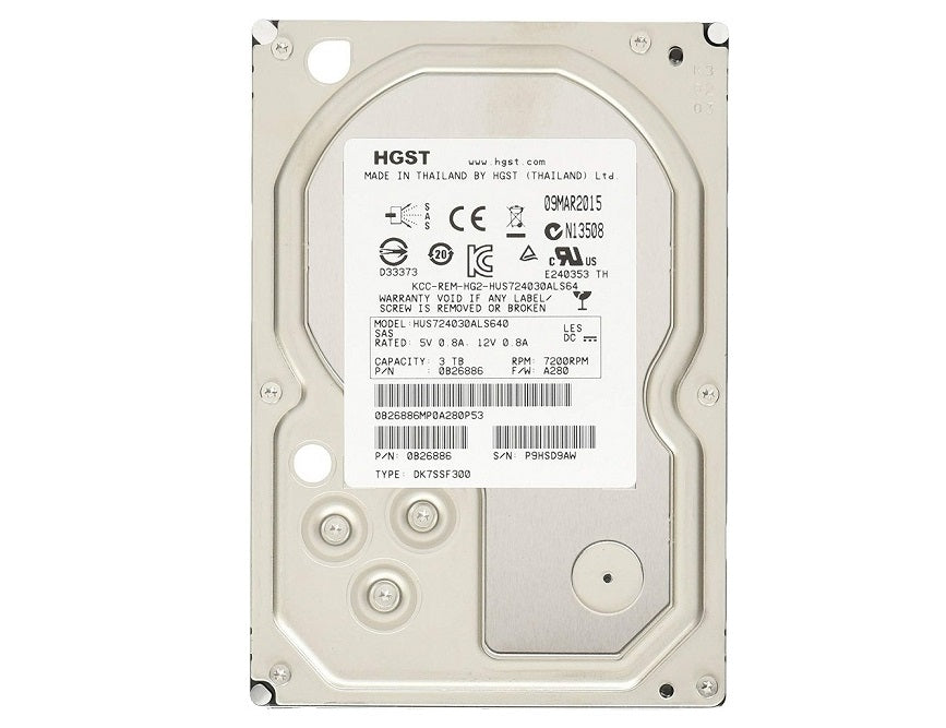 3TB Hitachi HGST SAS UltraStar 7K4000 7200RPM HUS724030ALS640 3.5 Internal Hard Drive 0B26886