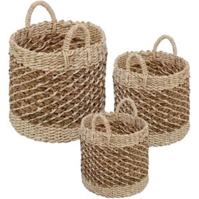 Tea Stained Woven Basket 3Pc