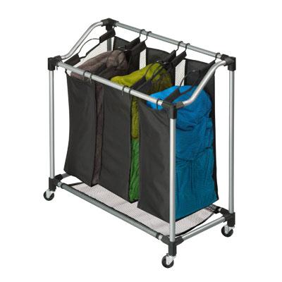 Triple Laundry Sorter Black