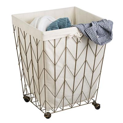 Chevron Wire Hamper Bronze