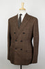 Windowpane Check Wool Blend Double Breasted Suit - Brown