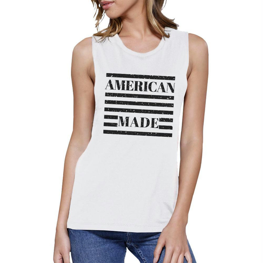 American Made Womens Cotton Muscle Tee Cute 4th Of July Design