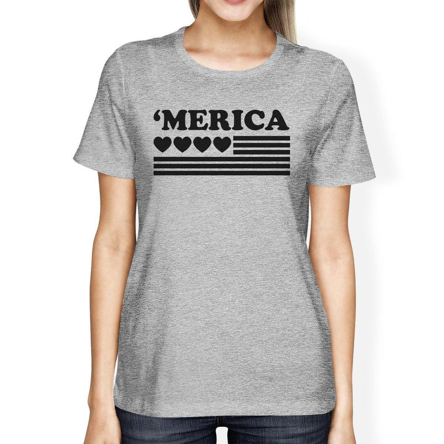 Cute Heart American Flag T-Shirt For Women Gift Idea For Army Wives