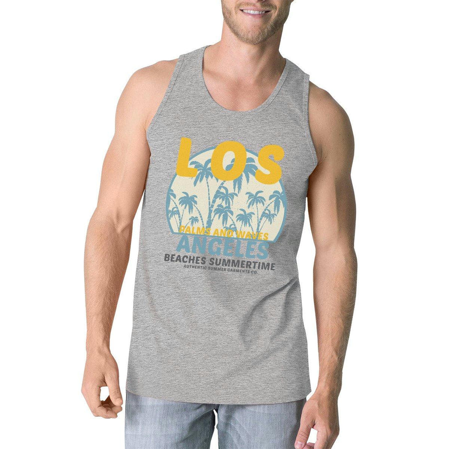 Los Angeles Beaches Summertime Mens Grey Tank Top