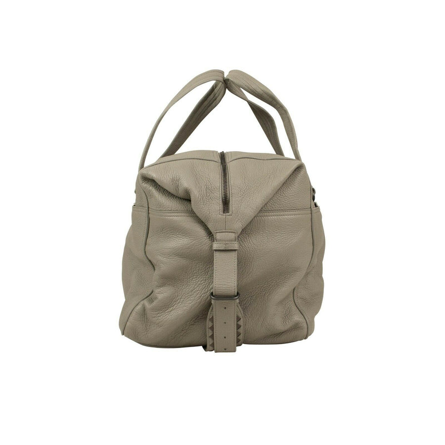 Leather Duffle Bag - Light Gray