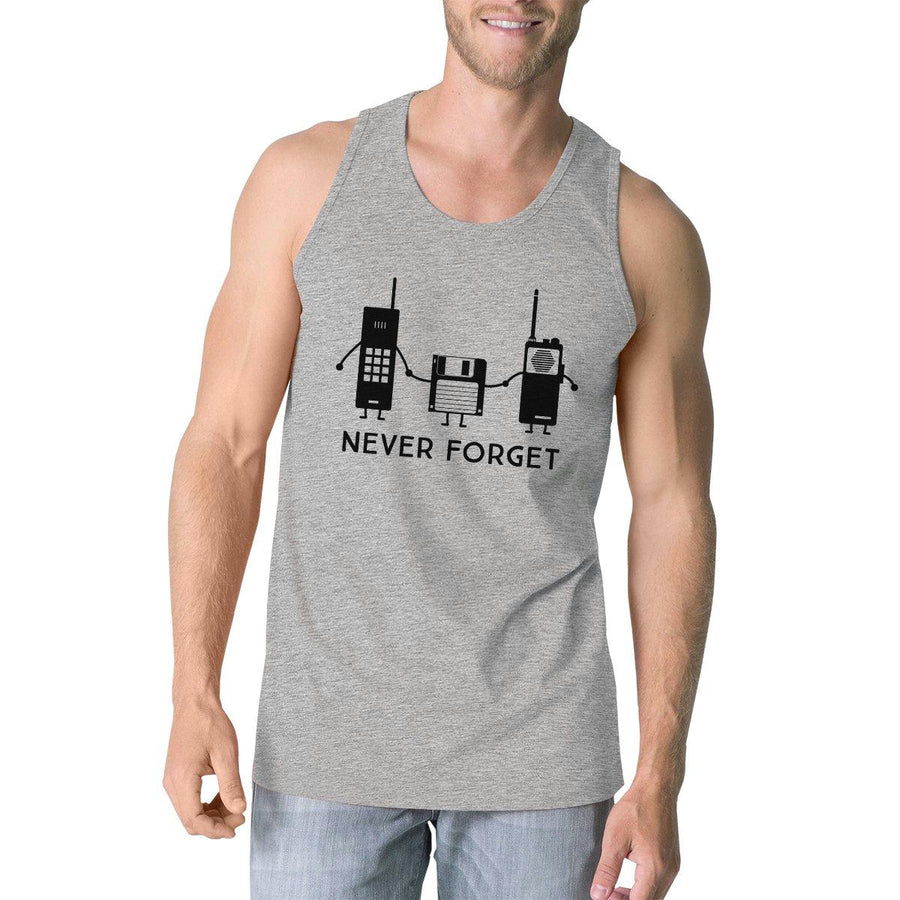 Never Forget Mens Grey Tank Top