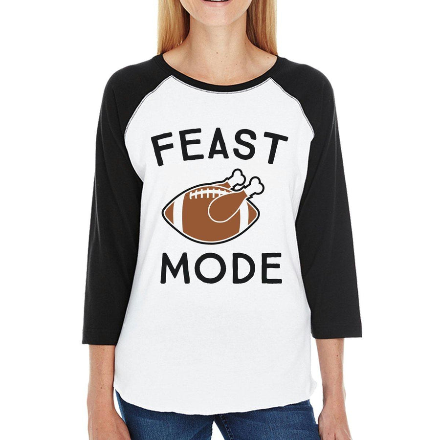 Feast Mode Womens Black And White Baseball Shirt