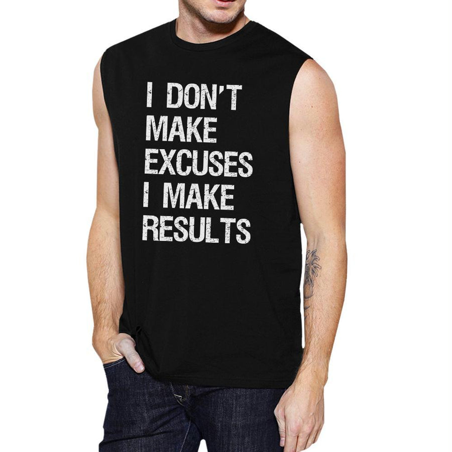 Excuses Results Mens Funny Workout Muscle Tank Top Muscle Shirt
