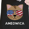 Ameowica Black Canvas Tote Funny Design Grocery Bag For Cat Lovers