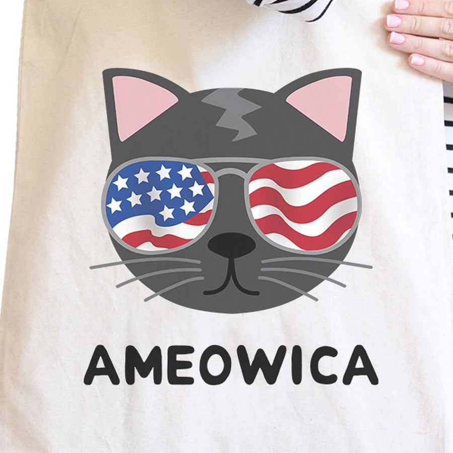 Ameowica Natural Eco-Friendly Canvas Bag Unique Cat Design Tote Bag
