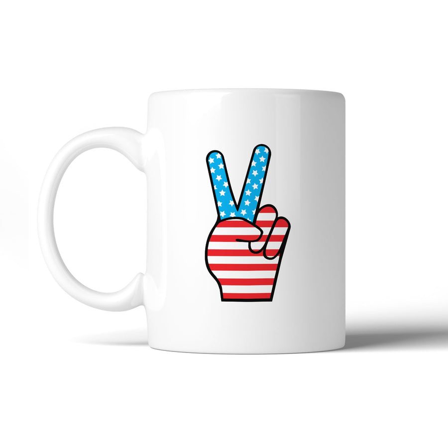 American Flag Peace Figure Sign Unique Design Mug For 4th Of July
