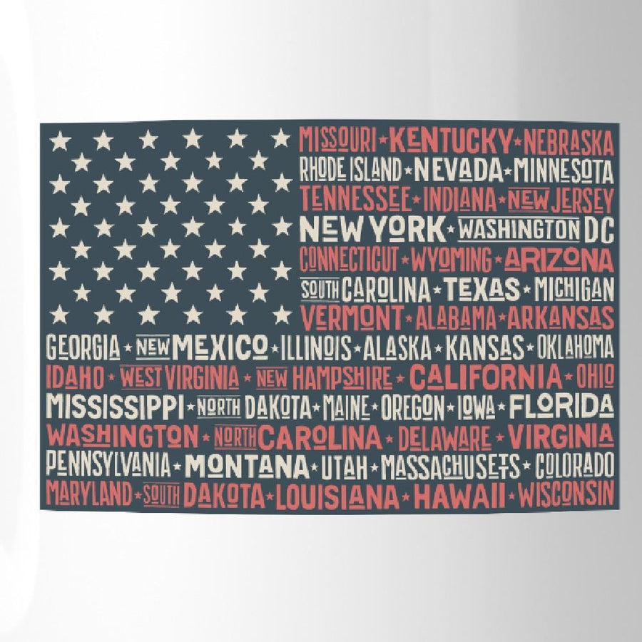 50 States Us Flag American Flag Coffee Mug Microwave Dishwasher Safe