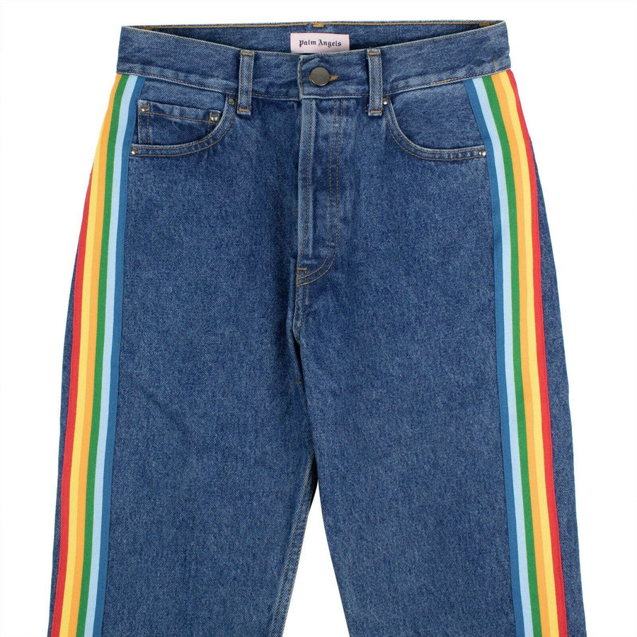 Denim Rainbow Stripe Medium Wash Jeans - Blue