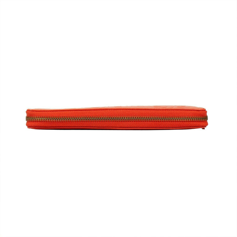 Leather Letter Embossed Wallet - Orange