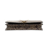 Snakeskin Leather Embellished Pouchette Clutch - Brown