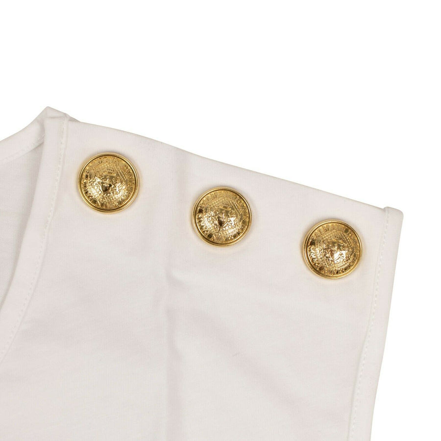 Sleeveless Cotton Logo T-Shirt - White