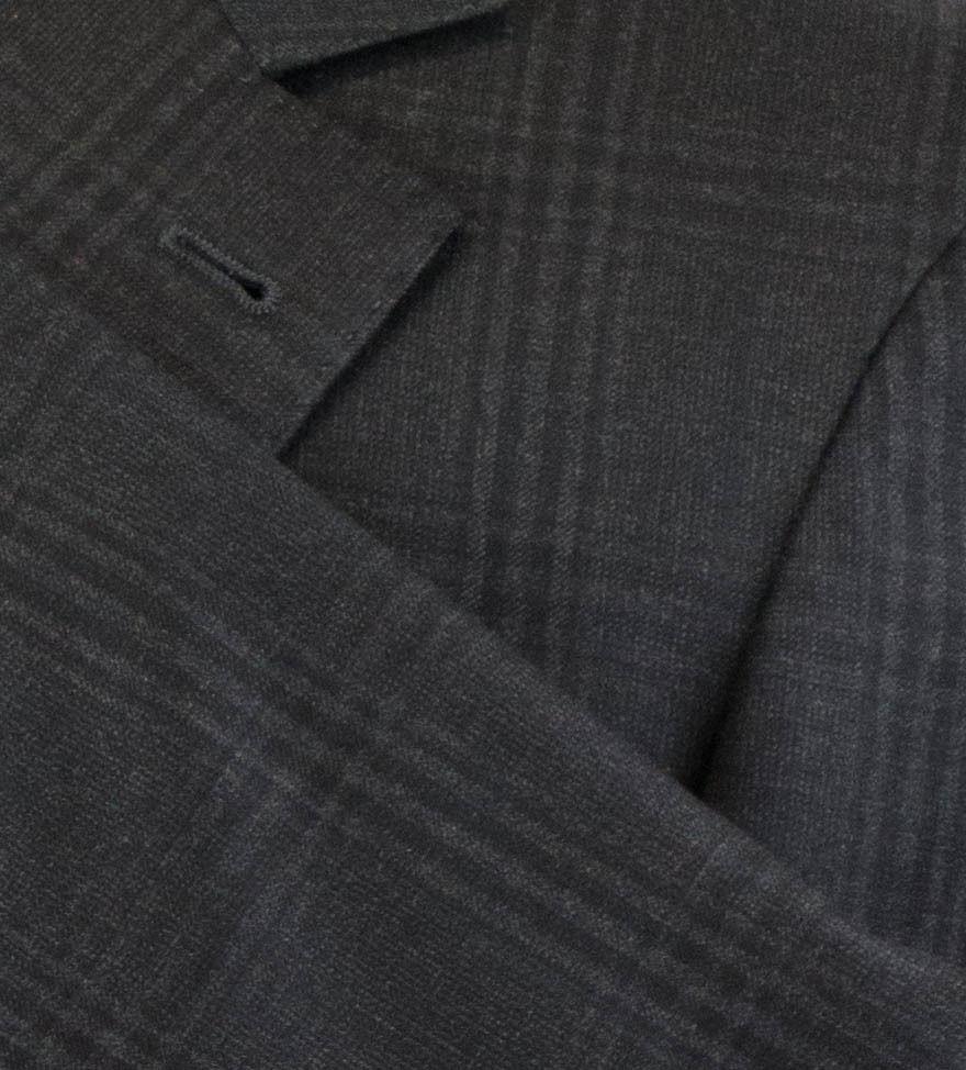 Plaid Wool 3/2 Button Sport Coat - Gray
