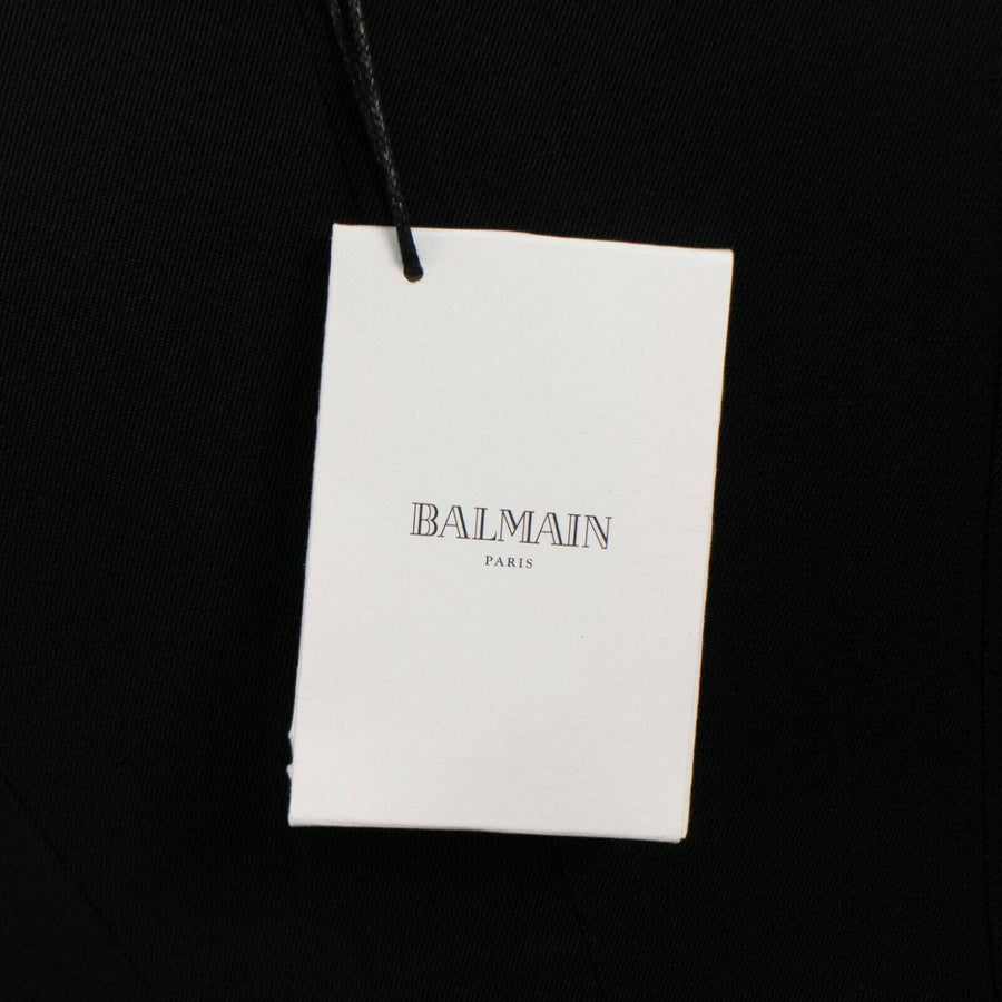 Wool Double Breasted Gold Button Blazer - Black